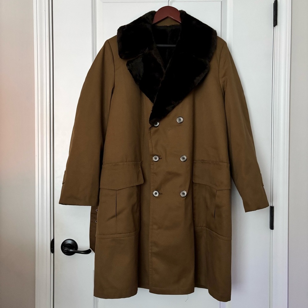 Double Breasted Coat w/ Faux Fur Collar - Brooks Brothers